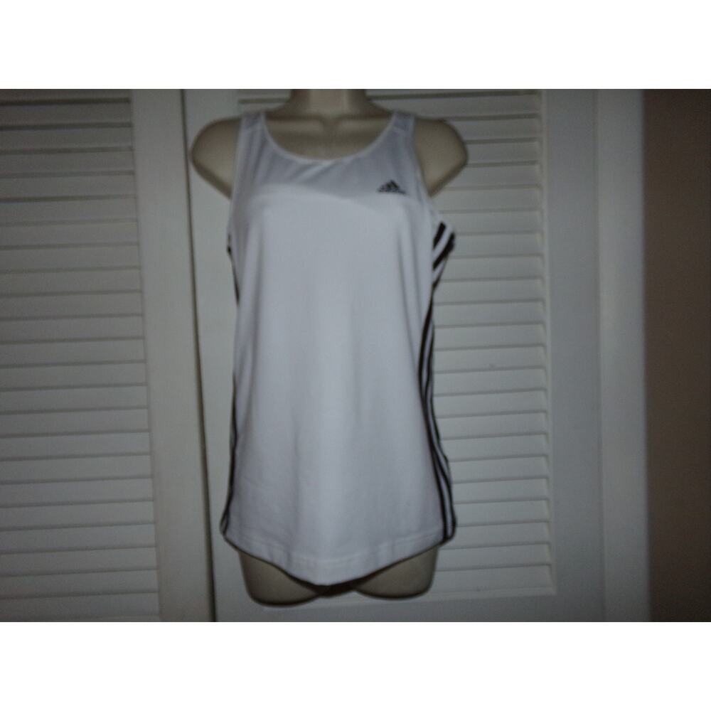 Adidas Climalite white tank built in bra M perfect‎ condition 3 stripe